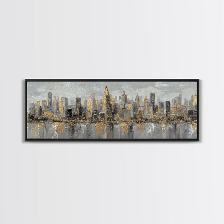 Quiet City Skyline Framed Canvas Print, Law Office Art, Luxury Decor, Office Decor, Fine Art, Counsel, Printable Art, LOA-3x1-52