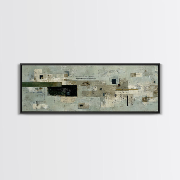 Deep Green and Walnut Toned Abstract Canvas Print, Law Office Art, Bookish Wall Art, Office Decor, Abstract Art, Counsel, LOA-3x1-61