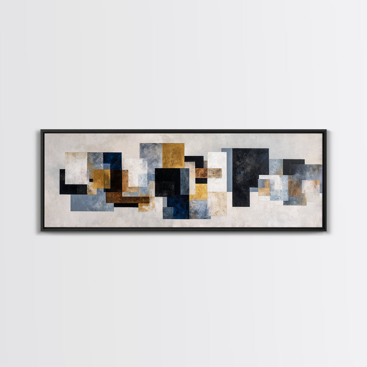 Abstract Navy and Gold Composition for Authority Canvas Print, Law Office Art, Decor, Office Decor, Fine Art, Counsel, LOA-3x1-92