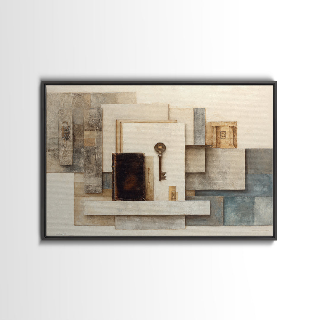 Antique Key and Leather Bound Books Arrangement Canvas Print, Law Office Art, Canvas Print, Office Decor, Fine Art, Counsel, LOA-3x2-11