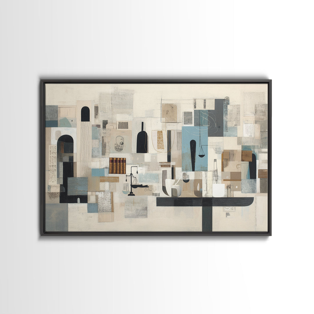 Diplomatic Handshake Silhouette Framed Canvas Print, Law Office Art, Office Decor, Fine Art, Counsel, Therapy Office Decor, LOA-3x2-23