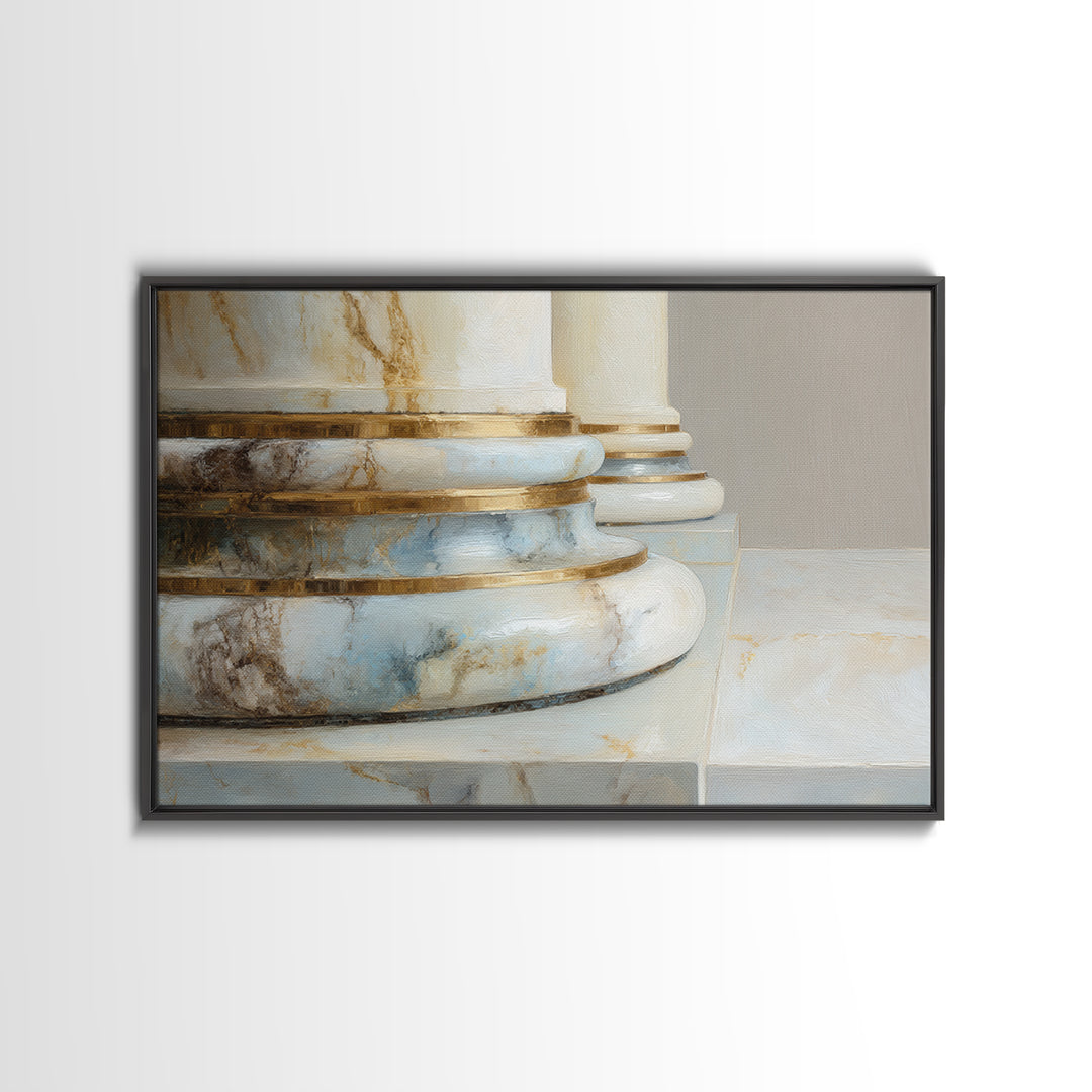 Marble Courthouse Column Study Without Building Scene Framed Canvas Print, Law Office Art, Office Art, Office Decor, Counsel, LOA-3x2-31