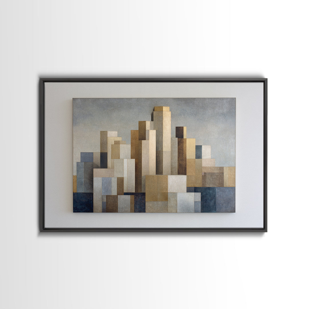 Quiet City Skyline Framed Canvas Print, Law Office Art, Canvas Print, Office Decor, Abstract Art, Counsel, Butterfly Art, LOA-3x2-40