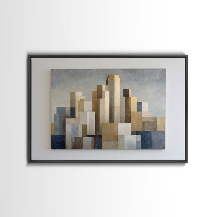 Quiet City Skyline Framed Canvas Print, Law Office Art, Canvas Print, Office Decor, Abstract Art, Counsel, Butterfly Art, LOA-3x2-40