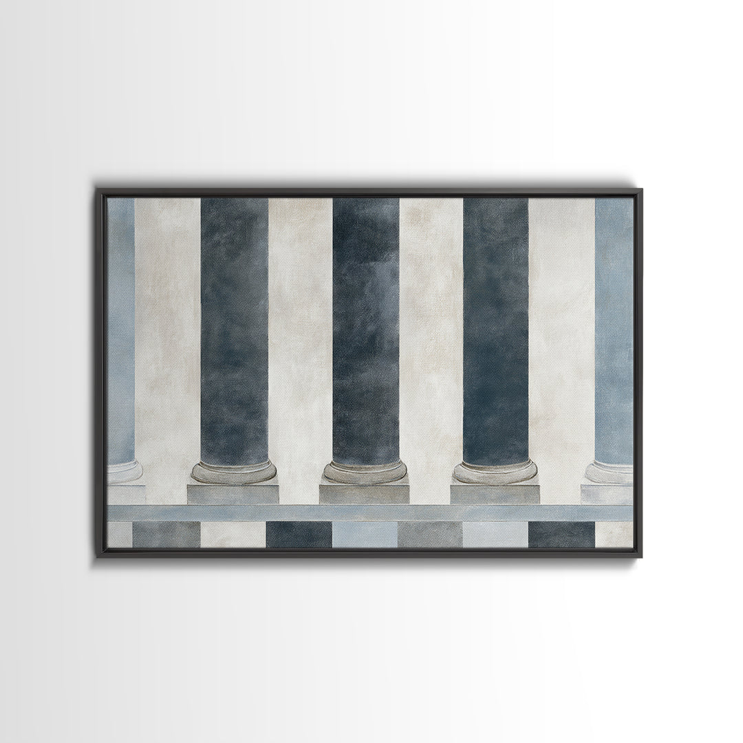 Black and White Courthouse Step Pattern as Canvas Print, Law Office Art, Modern Wall Decor, Office Decor, Abstract Art, Counsel, LOA-3x2-43