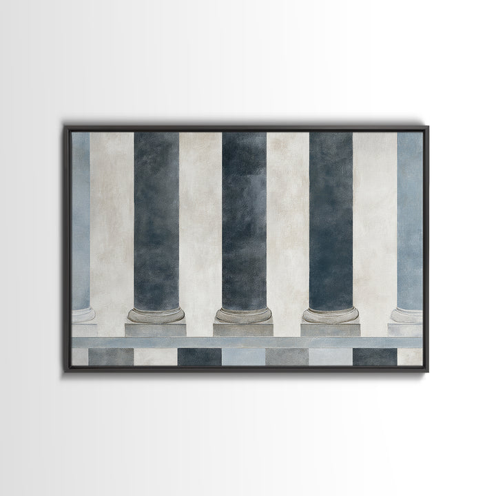 Black and White Courthouse Step Pattern as Canvas Print, Law Office Art, Modern Wall Decor, Office Decor, Abstract Art, Counsel, LOA-3x2-43