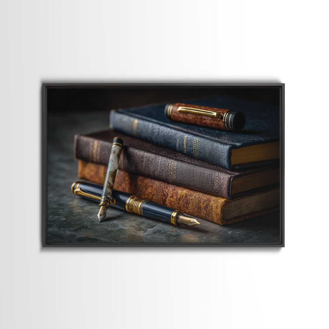 Dignified Law Books and Fountain Pen Still Canvas Print, Law Office Art, Poster Print, Office Decor, Fine Art, Counsel, LOA-3x2-54