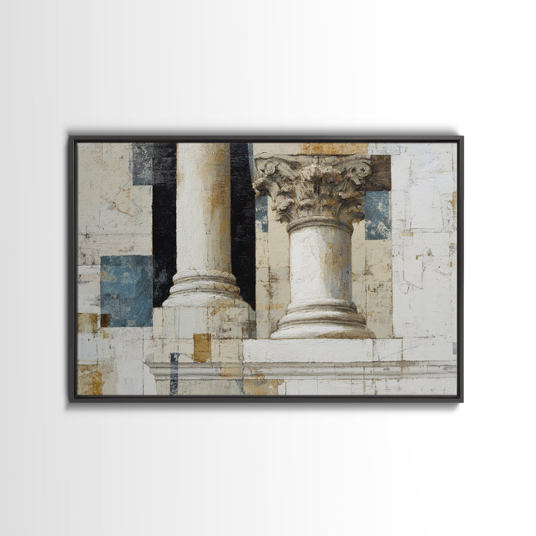 Marble Courthouse Column Study Without Building Scene Canvas Print, Law Office Art, Boho Decor, Office Decor, Counsel, LOA-3x2-55