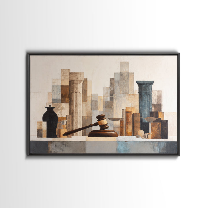 Classic Gavel Still Life Canvas Print, Law Office Art, Lawyer, Office Decor, Oil Painting, Counsel, Neutral Decor, Modern Decor, LOA-3x2-89
