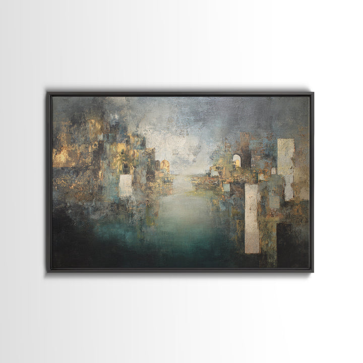 Deep Green and Walnut Toned Abstract Framed Canvas Print, Law Office Art, Butterfly Art, Office Decor, Abstract Art, Counsel, LOA-3x2-97