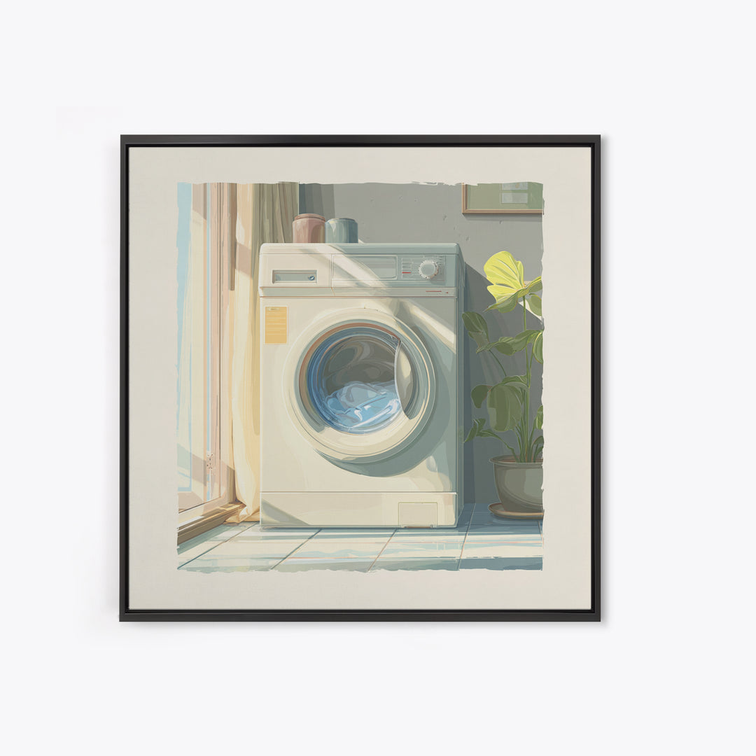 Washing Machine Icon Graphic Without Text Canvas Print, Laundry Room Art, Custom Wall Art, Living Room Decor, Fine Art, Clean, LRA-1x1-10