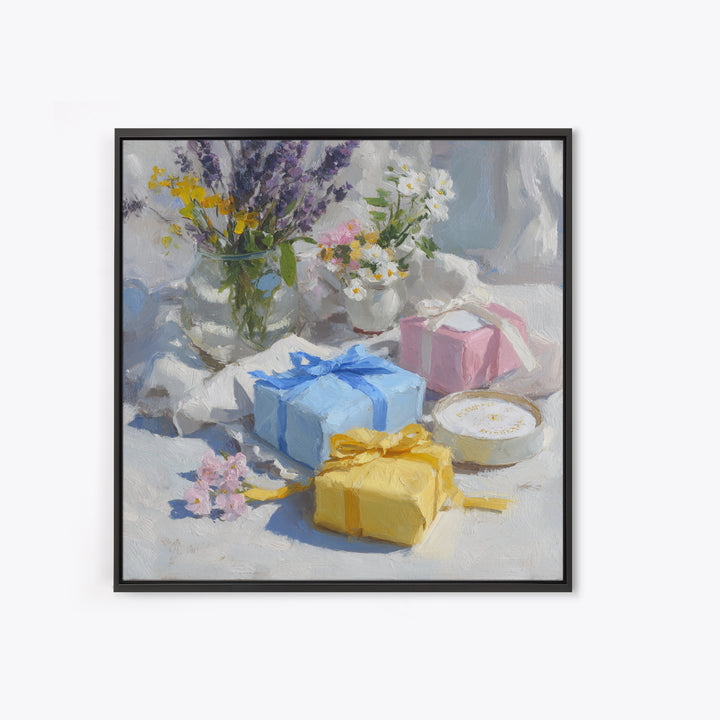 Lavender Sachet and Ribbon Still Life Canvas Print, Laundry Room Art, Gallery Wall Prints, Living Room Decor, Fine Art, Clean, LRA-1x1-17