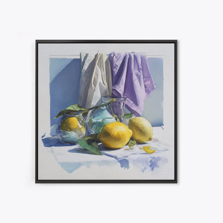 Lemon and Clean Linen Still Life Canvas Print, Laundry Room Art, Printable Art, Living Room Decor, Clean, Whimsical Art, LRA-1x1-3