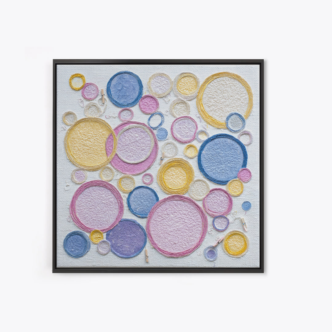 Soap Bubbles Rendered as Playful Abstract Circles Canvas Print, Laundry Room Art, Gallery Wall Prints, Living Room Decor, Clean, LRA-1x1-30