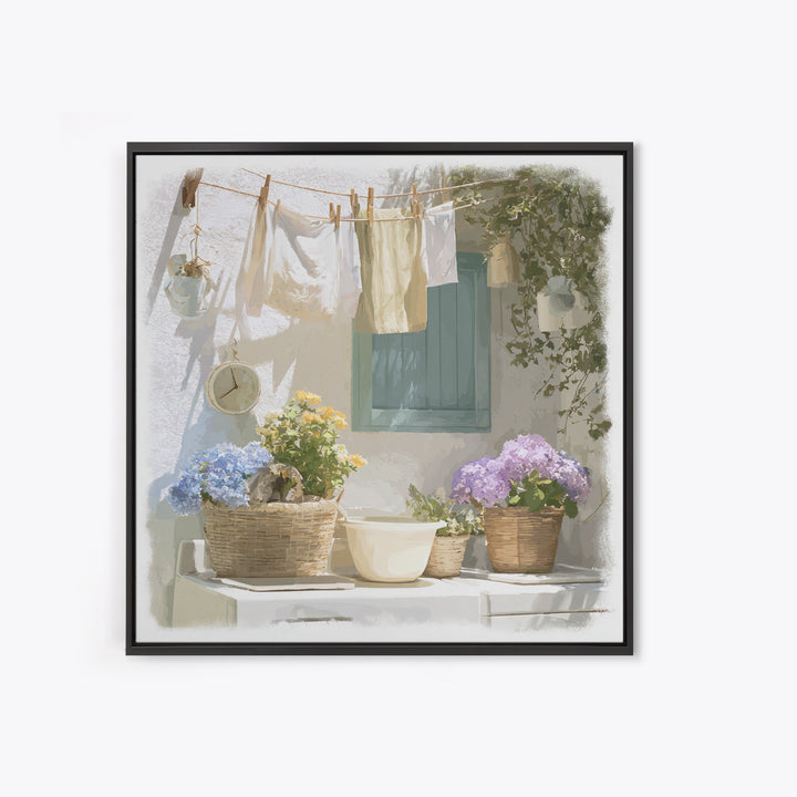 Farmhouse Laundry Sign Ornament Without Words Canvas Print, Laundry Room Art, Minimalist Wall Art, Living Room Decor, Clean, LRA-1x1-43