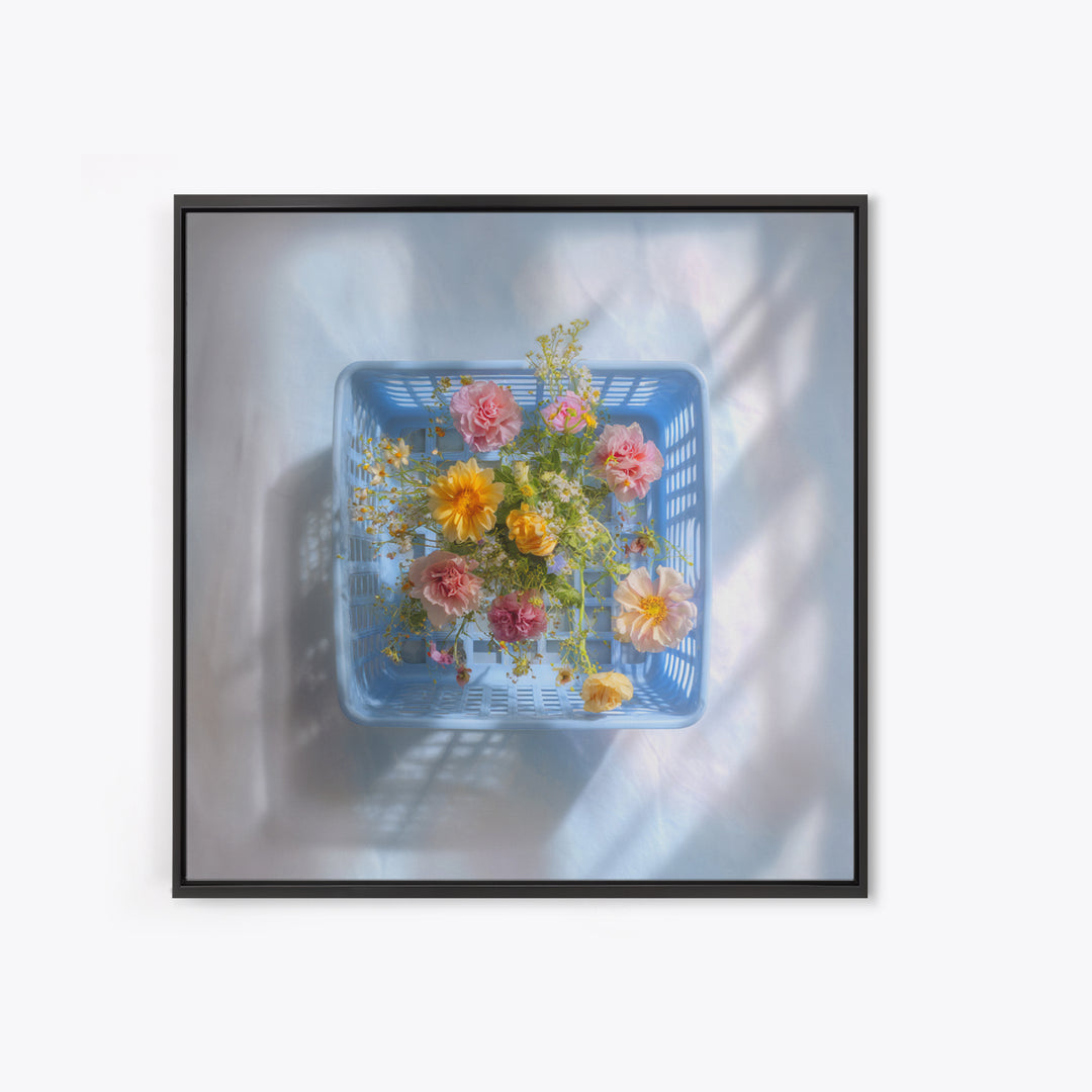 Blue Laundry Basket Canvas Print, Laundry Room Art, Apartment Wall Art, Living Room Decor, Watercolor Art, Clean, LRA-1x1-5