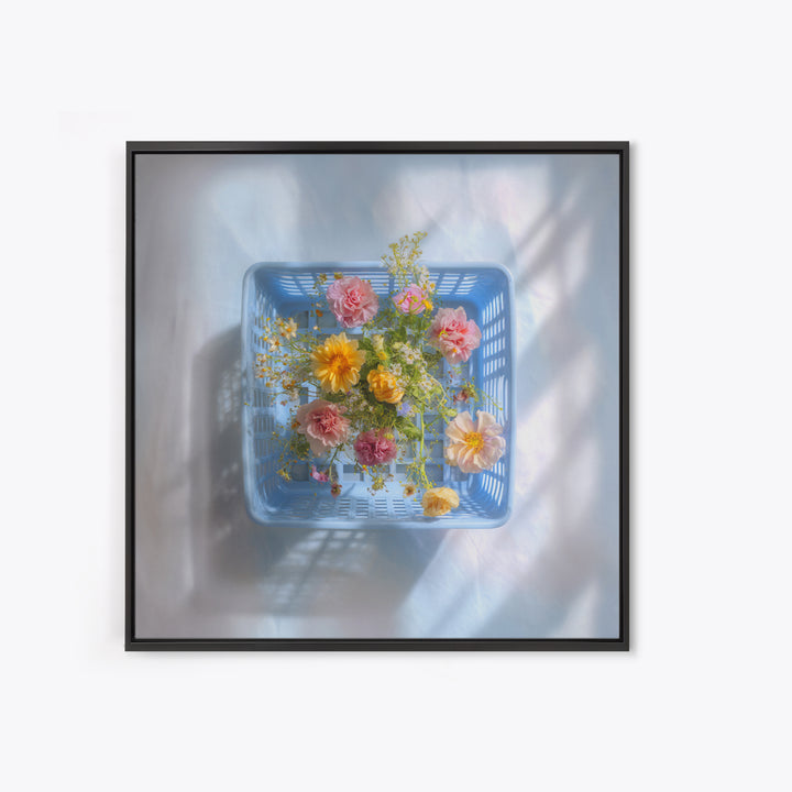 Blue Laundry Basket Canvas Print, Laundry Room Art, Apartment Wall Art, Living Room Decor, Watercolor Art, Clean, LRA-1x1-5