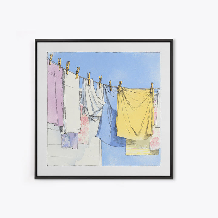 Simple Line Drawing of Hanging Laundry Canvas Print, Laundry Room Art, Farmhouse Wall Decor, Living Room Decor, Clean, LRA-1x1-64