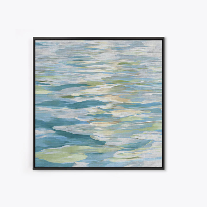 Clean Blue Water Ripple Abstraction Framed Canvas Print, Laundry Room Art, Whimsical Art, Living Room Decor, Fine Art, Clean, LRA-1x1-66
