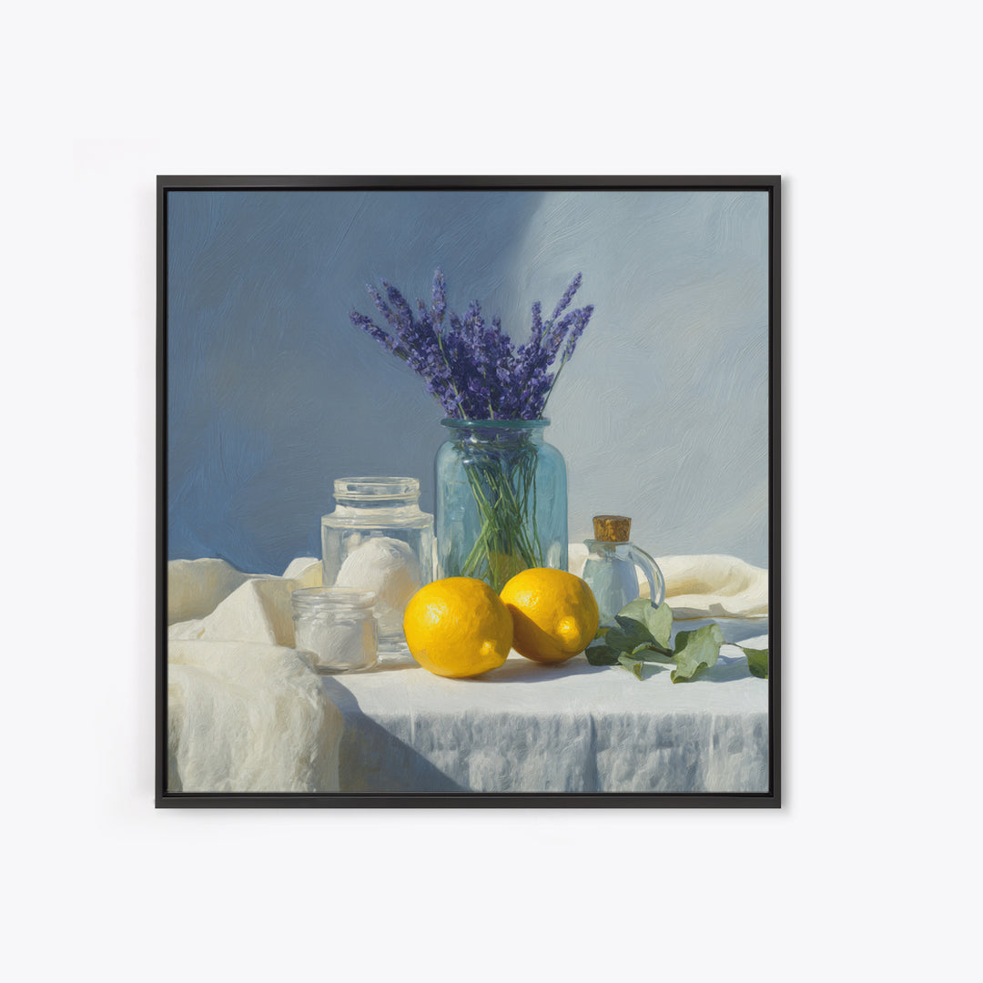 Lemon and Clean Linen Still Life Canvas Print, Laundry Room Art, Modern Decor, Living Room Decor, Abstract Art, Clean, LRA-1x1-75
