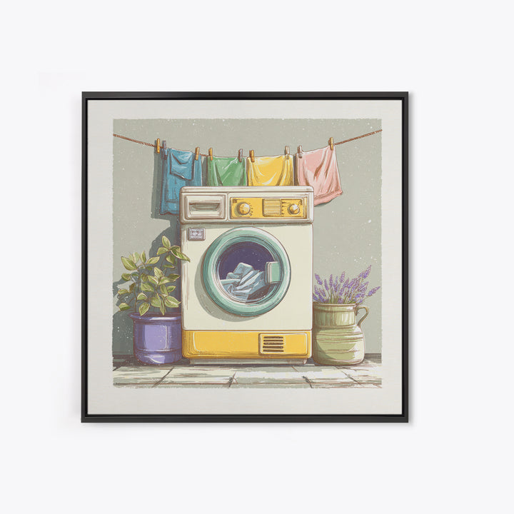Washing Machine Icon Graphic Without Text Canvas Print, Laundry Room Art, Neutral Decor, Living Room Decor, Oil Painting, Clean, LRA-1x1-82