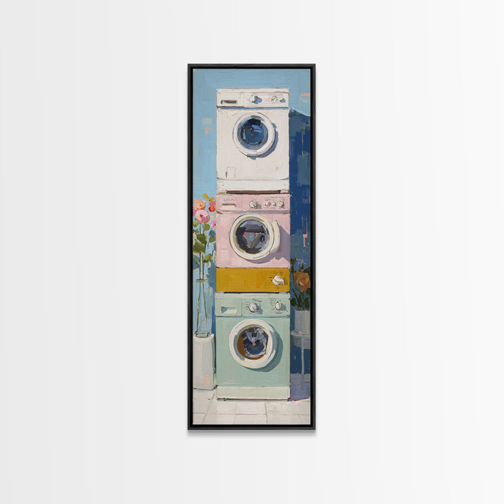 Washing Machine Icon Graphic Without Text Framed Canvas Print, Laundry Room Art, Apartment Wall Art, Living Room Decor, Clean, LRA-1x3-46