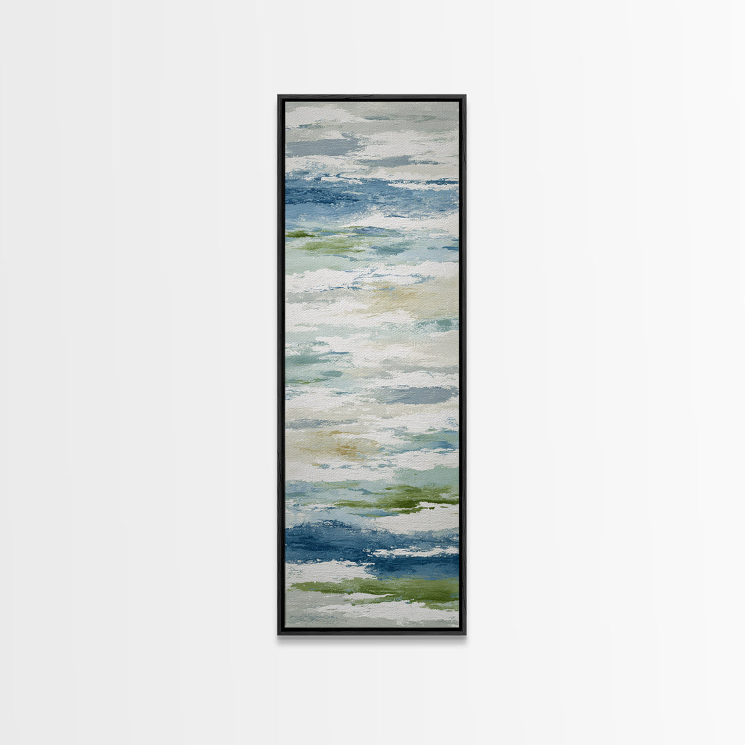 Clean Blue Water Ripple Abstraction Framed Canvas Print, Laundry Room Art, Living Room Decor, Abstract Art, Clean, LRA-1x3-54