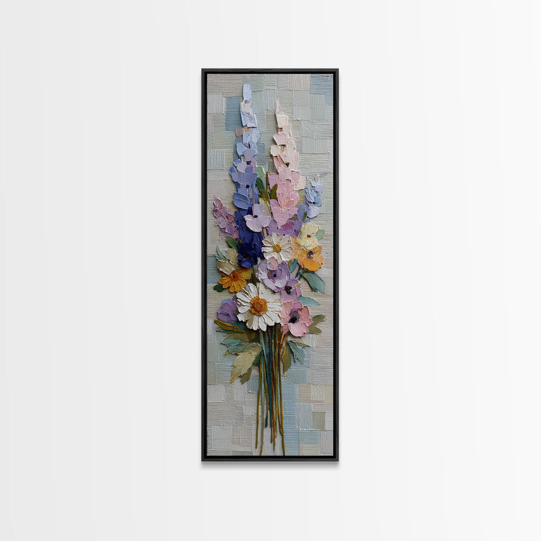 Clothespin Bouquet in Folk Art Style Canvas Print, Laundry Room Art, Digital Print, Living Room Decor, Fine Art, Clean, LRA-1x3-56
