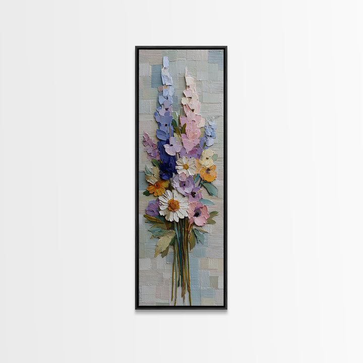 Clothespin Bouquet in Folk Art Style Canvas Print, Laundry Room Art, Digital Print, Living Room Decor, Fine Art, Clean, LRA-1x3-56
