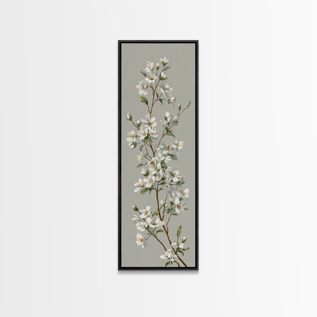 Fresh Cotton Branch Botanical Study Canvas Print, Laundry Room Art, Minimalist Wall Art, Living Room Decor, Fine Art, Clean, LRA-1x3-67