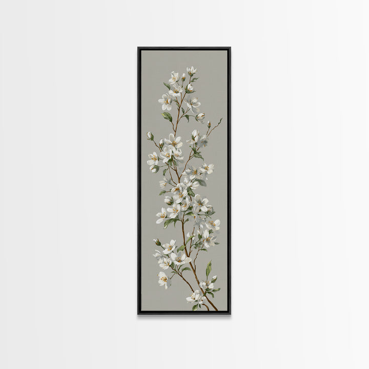 Fresh Cotton Branch Botanical Study Canvas Print, Laundry Room Art, Minimalist Wall Art, Living Room Decor, Fine Art, Clean, LRA-1x3-67