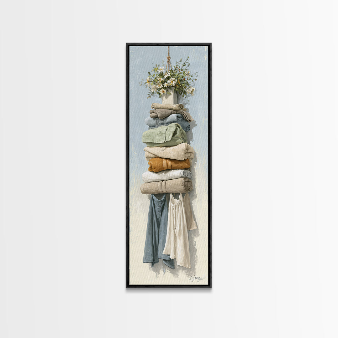 Farmhouse Laundry Sign Ornament Without Words Canvas Print, Laundry Room Art, Contemporary Art, Living Room Decor, Clean, LRA-1x3-7