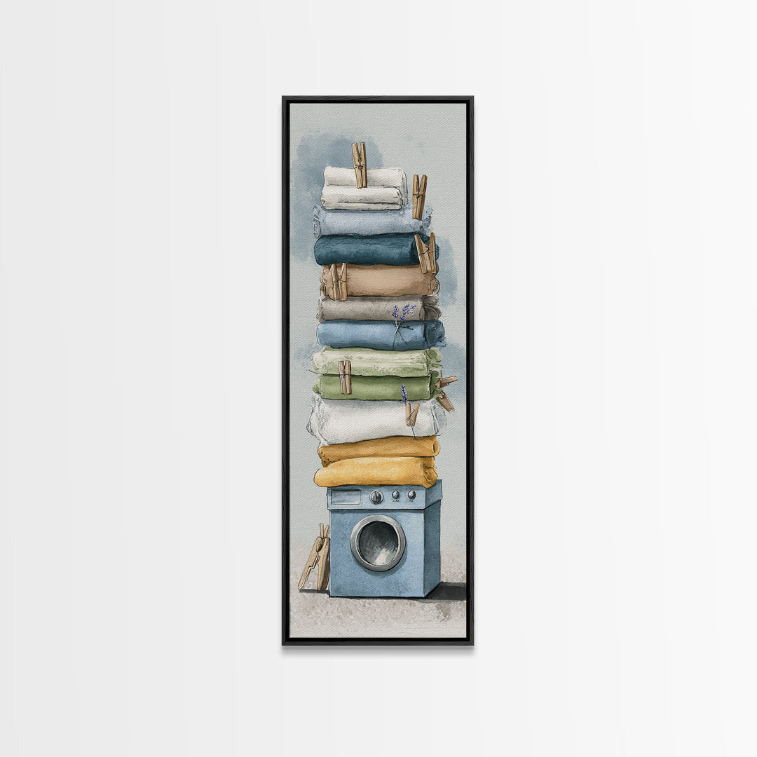 Washing Machine Icon Graphic Without Text Framed Canvas Print, Laundry Room Art, Apartment Wall Art, Living Room Decor, Clean, LRA-1x3-70