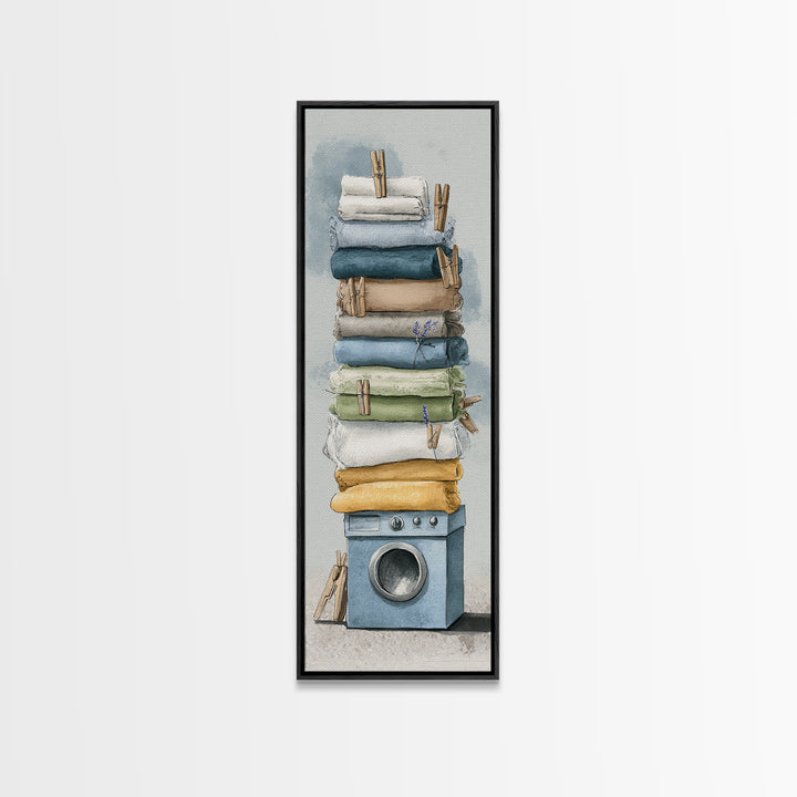 Washing Machine Icon Graphic Without Text Framed Canvas Print, Laundry Room Art, Apartment Wall Art, Living Room Decor, Clean, LRA-1x3-70