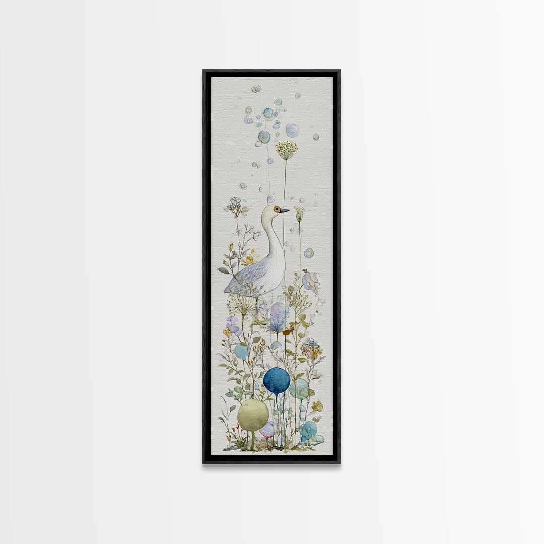 Duck and Bubbles Whimsical Watercolor Framed Canvas Print, Laundry Room Art, Farmhouse Wall Art, Living Room Decor, Clean, LRA-1x3-75