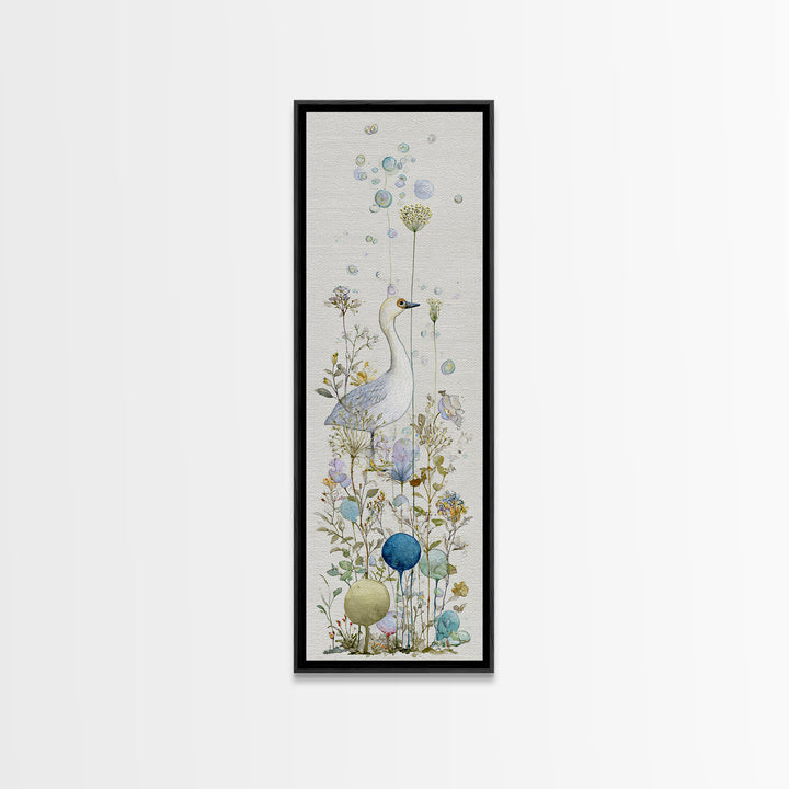 Duck and Bubbles Whimsical Watercolor Framed Canvas Print, Laundry Room Art, Farmhouse Wall Art, Living Room Decor, Clean, LRA-1x3-75