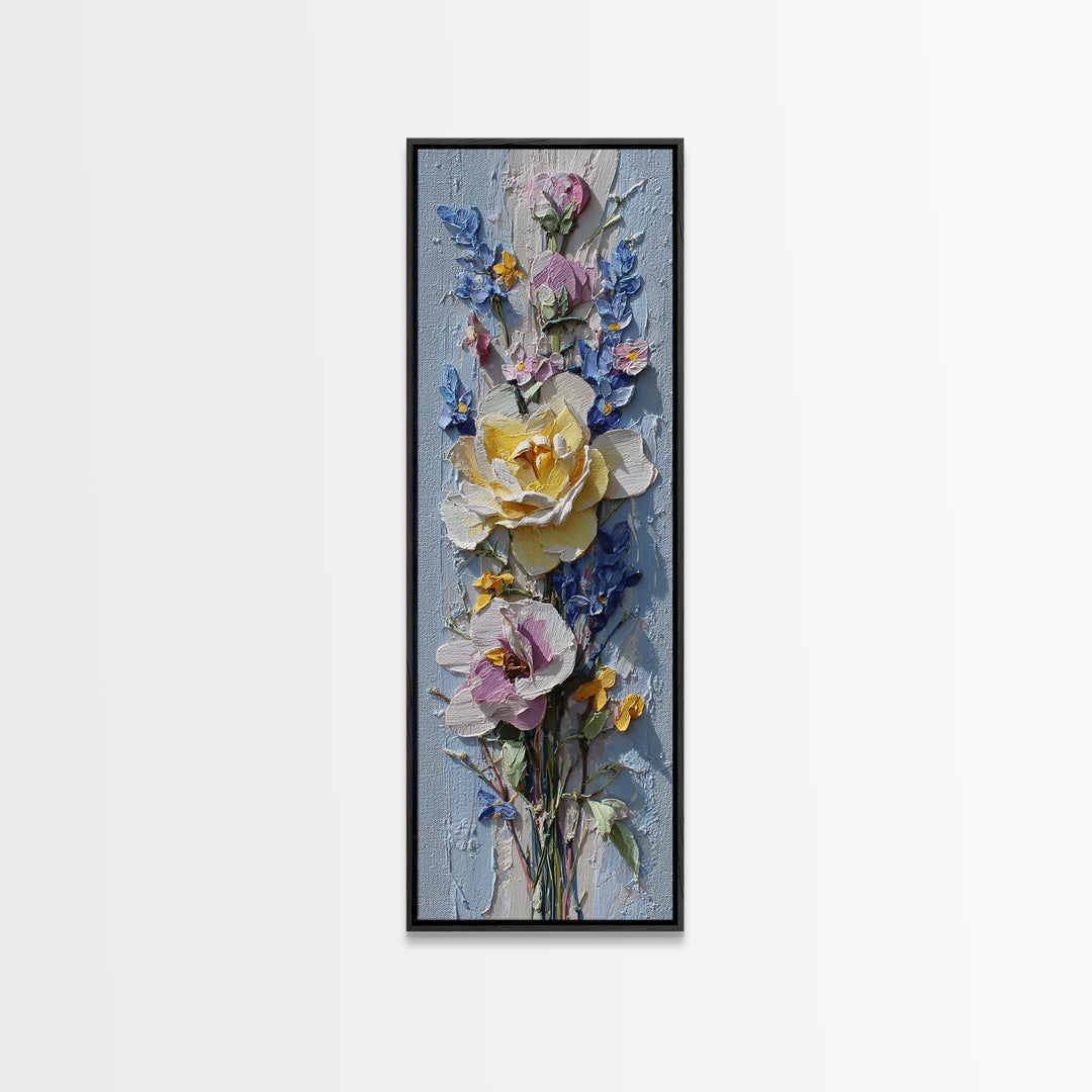 Clothespin Bouquet in Folk Art Style Framed Canvas Print, Laundry Room Art, Statement Artwork, Living Room Decor, Clean, LRA-1x3-8