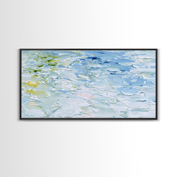 Clean Blue Water Ripple Abstraction Framed Canvas Print, Laundry Room Art, Fine Art Print, Living Room Decor, Abstract Art, LRA-2x1-14