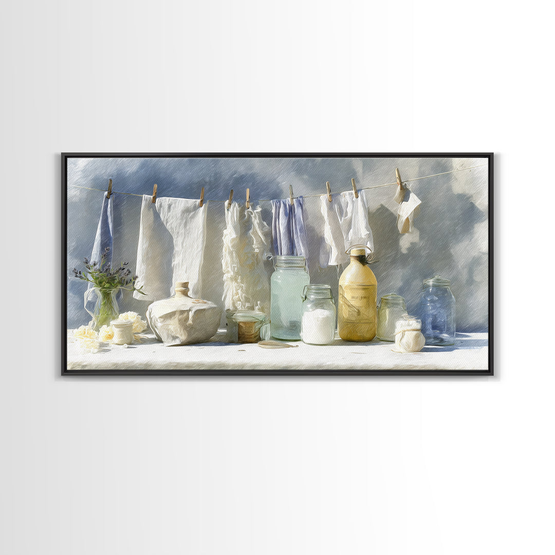 Farmhouse Laundry Sign Ornament Without Words Canvas Print, Laundry Room Art, Minimalist Decor, Living Room Decor, Clean, LRA-2x1-15