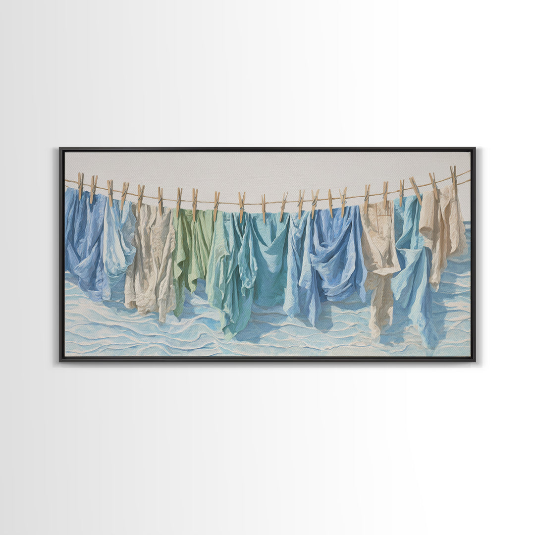 Clean Blue Water Ripple Abstraction Framed Canvas Print, Laundry Room Art, Fine Art Print, Living Room Decor, Abstract Art, LRA-2x1-38