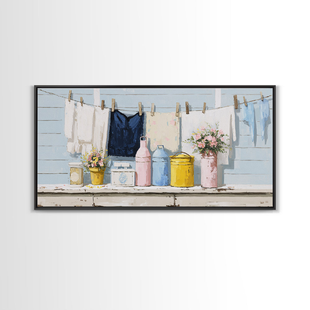 Farmhouse Laundry Sign Ornament Without Words Canvas Print, Laundry Room Art, Printable Wall Art, Living Room Decor, Clean, LRA-2x1-39