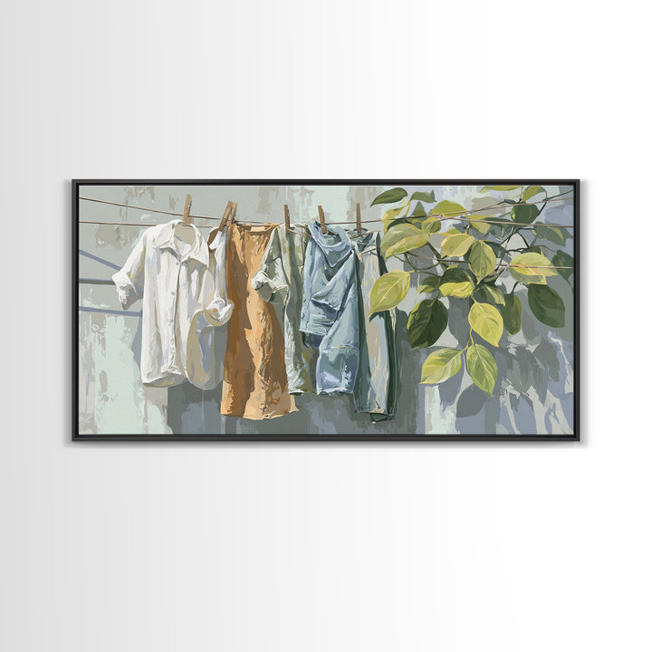 White Shirt on Hanger Canvas Print, Laundry Room Art, Contemporary Art, Living Room Decor, Fine Art, Clean, Farmhouse Decor, LRA-2x1-41