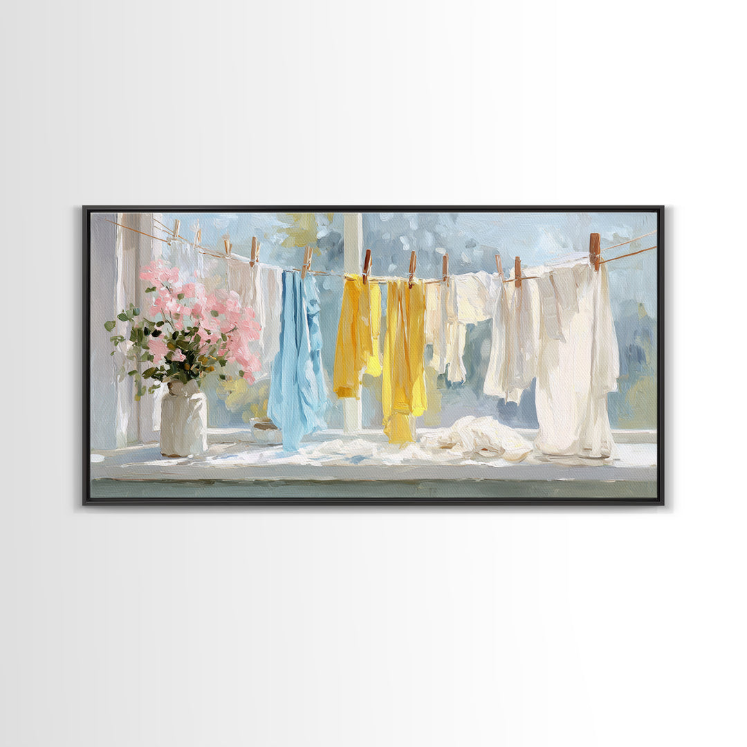 Fresh Air Meadow Landscape for Clean Mood Framed Canvas Print, Laundry Room Art, Apartment Wall Art, Living Room Decor, Clean, LRA-2x1-67