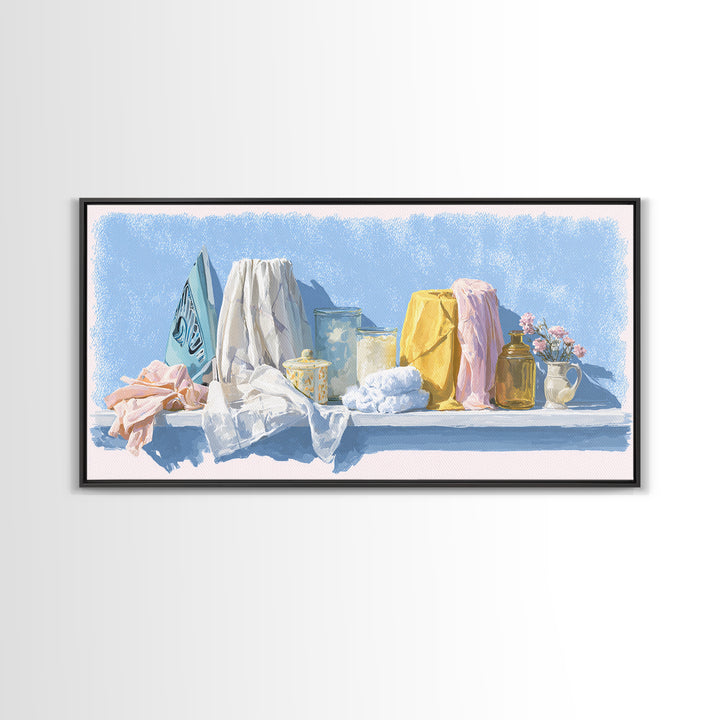 Retro Iron Illustration Canvas Print, Laundry Room Art, Digital Print, Living Room Decor, Oil Painting, Clean, Custom Wall Art, LRA-2x1-77