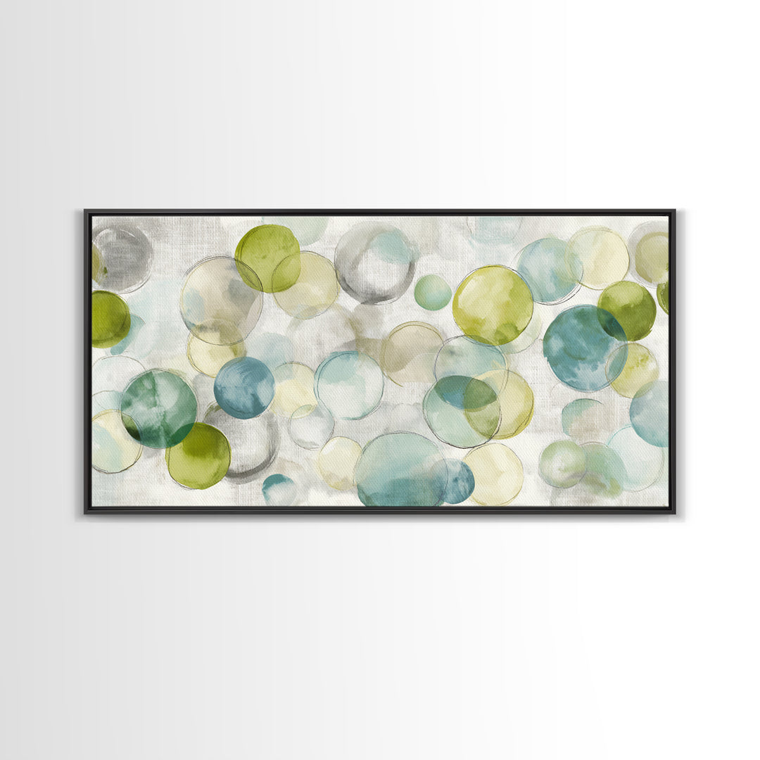 Soap Bubbles Rendered as Playful Abstract Circles Canvas Print, Laundry Room Art, Printable Wall Art, Living Room Decor, Clean, LRA-2x1-98