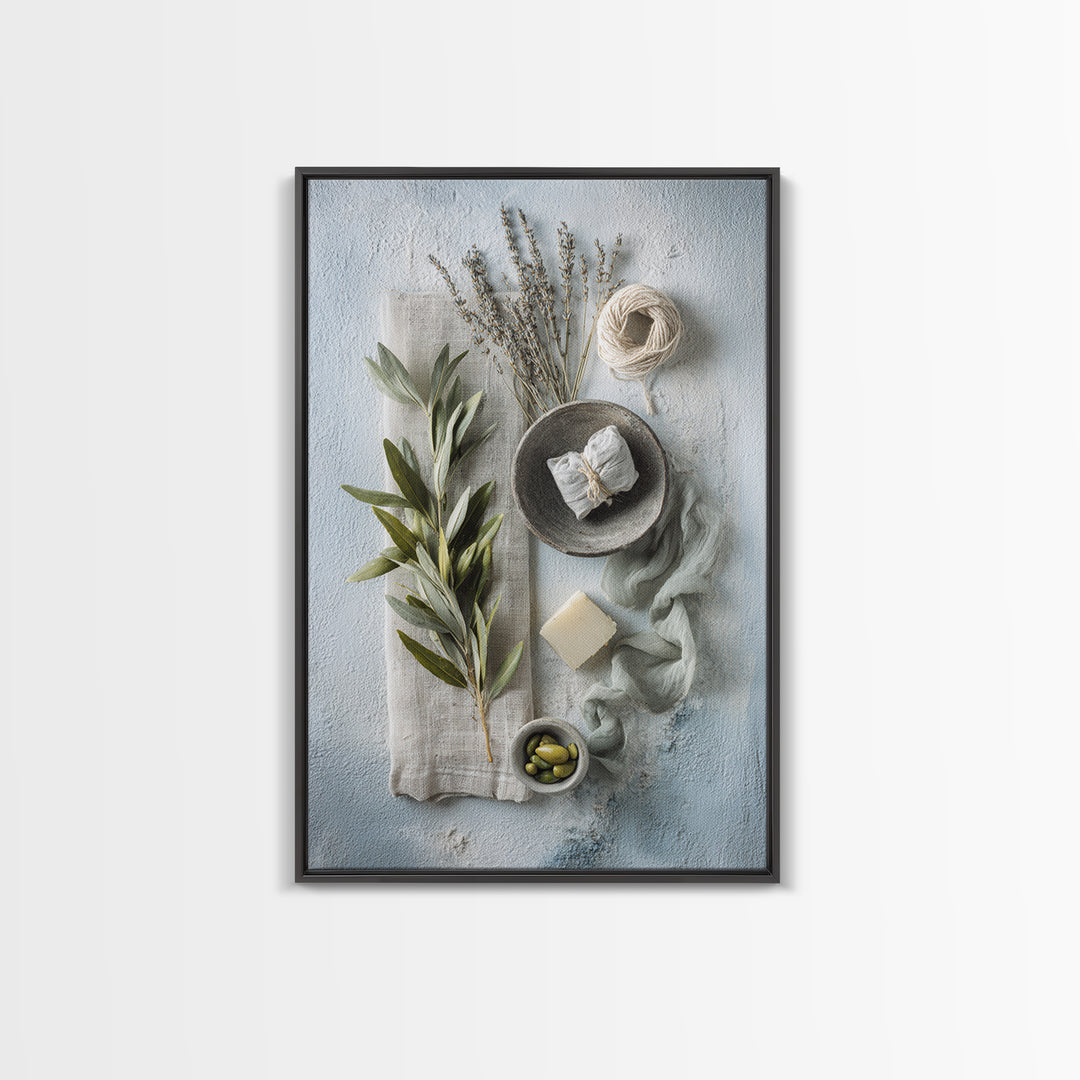 Lavender Sachet and Ribbon Still Life Framed Canvas Print, Laundry Room Art, Home Decor, Living Room Decor, Fine Art, Clean, LRA-2x3-1