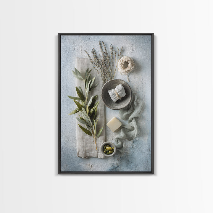 Lavender Sachet and Ribbon Still Life Framed Canvas Print, Laundry Room Art, Home Decor, Living Room Decor, Fine Art, Clean, LRA-2x3-1