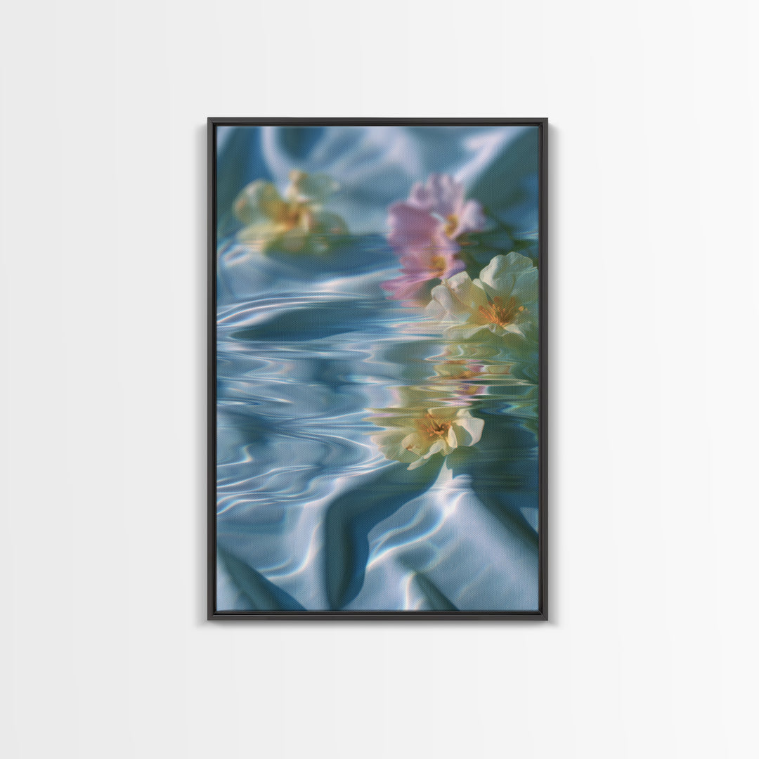 Clean Blue Water Ripple Abstraction Framed Canvas Print, Laundry Room Art, Boho Decor, Living Room Decor, Fine Art, Clean, LRA-2x3-2