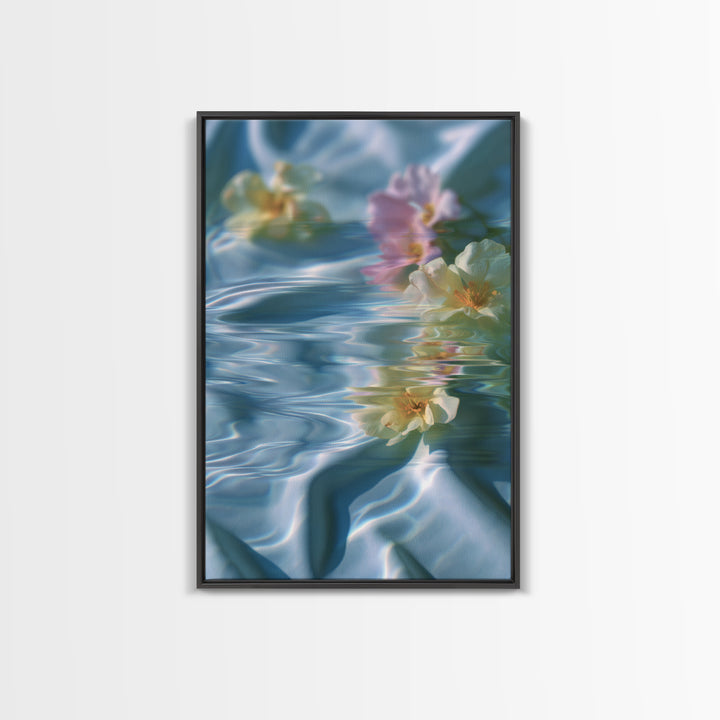 Clean Blue Water Ripple Abstraction Framed Canvas Print, Laundry Room Art, Boho Decor, Living Room Decor, Fine Art, Clean, LRA-2x3-2