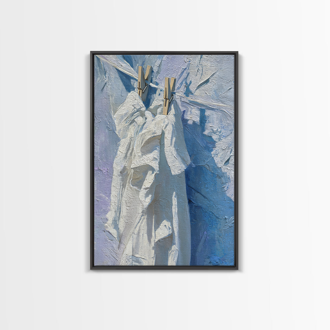 Linen Texture Abstract Framed Canvas Print, Laundry Room Art, Digital Art Print, Living Room Decor, Abstract Art, Clean, LRA-2x3-44